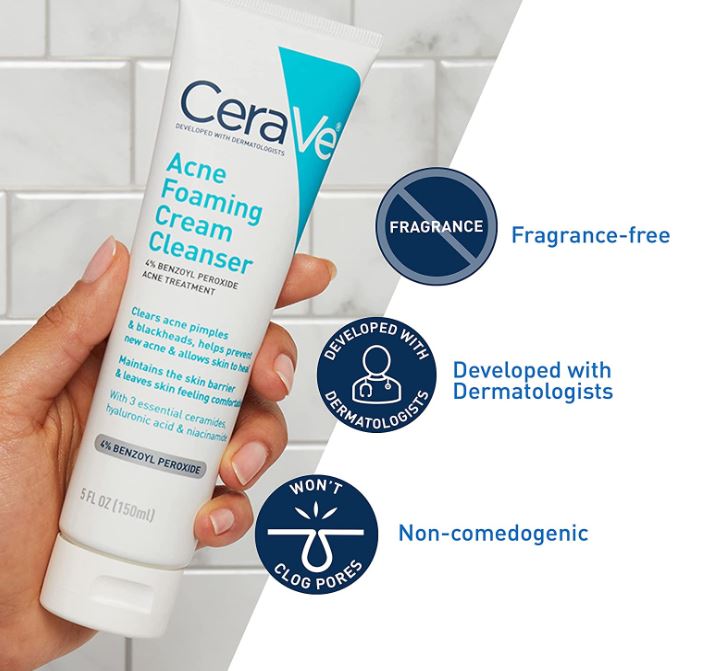 CeraVe Limpiador facial en crema espumosa para el acné 150ml – Dulce Alcance