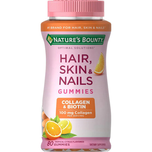 Nature's Bounty Hair Skin and Nails gomitas de vitaminas con biotina colageno y vitamina C  80 Ct